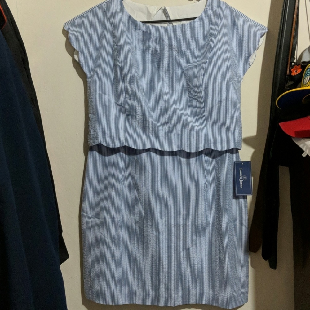 Lauren James Sullivan Seersucker Blue and White